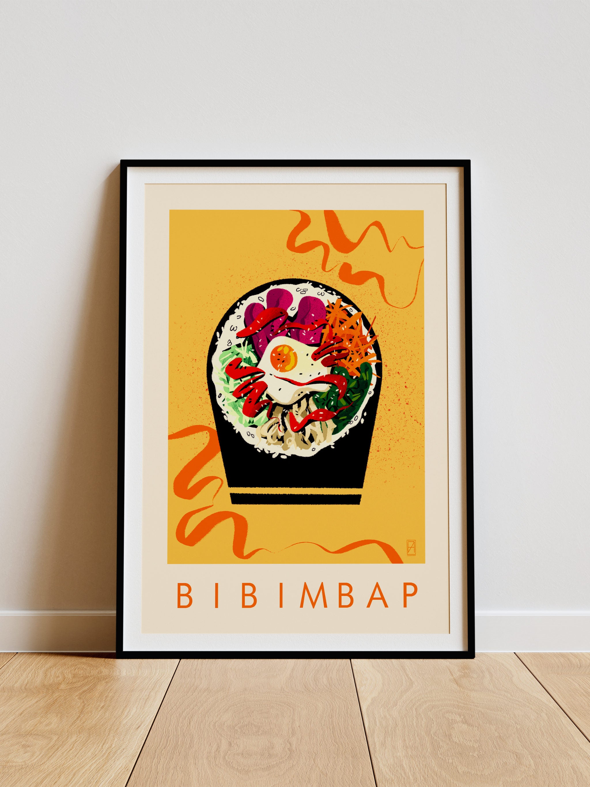 Bibimbap print -- framed print of bibimbap.
